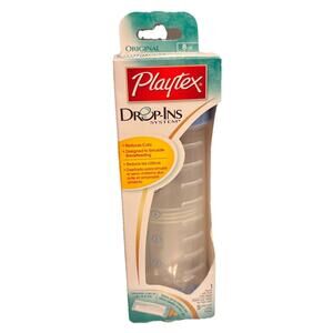 New Playtex Original Drop In Nurser Bottle Slow Natural Latch Latex Nipple Blue